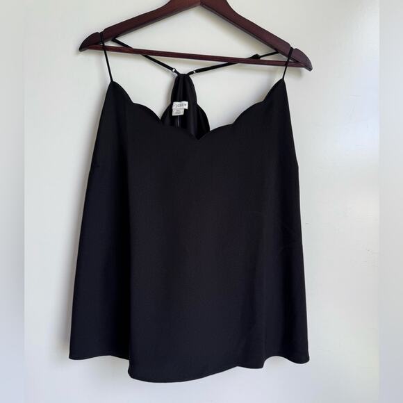 J. Crew Scalloped cami top Black Size 22 plus women’s tank relaxed Flowy NEW - Picture 7 of 9